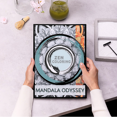 Mandala Odyssey: Zen Coloring book cover book cover branding coloring book design graphic design illustration mockup