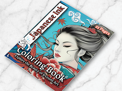 Japanese Ink Coloring Book: Explore the Beauty of Irezumi Art book cover branding coloring book design graphic design illustration mockup poster social media social media campaign