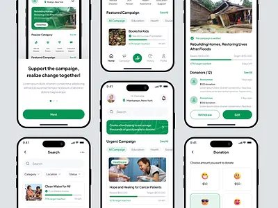Donation, Charity, & Fundraising App UI Kit app app design apps charity crowd crowfunding design donation endangered funding fundraising ios ios app mobile mobile app mobile design mobile funding ui ui8 ux