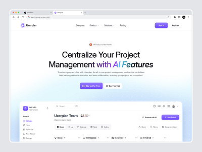 Uxerplan - Landing Page barly dashboard hero landing page notion pricing project management trello ui uidesign ux ux design uxerflow web web design website