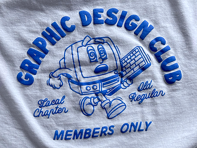 Old Regular Branding/Apparel apparel blue branding cartoon club graphic design graphic design club illustration logo members only merch old regular puff puff print screenprinting tshirt tshirt printing type white