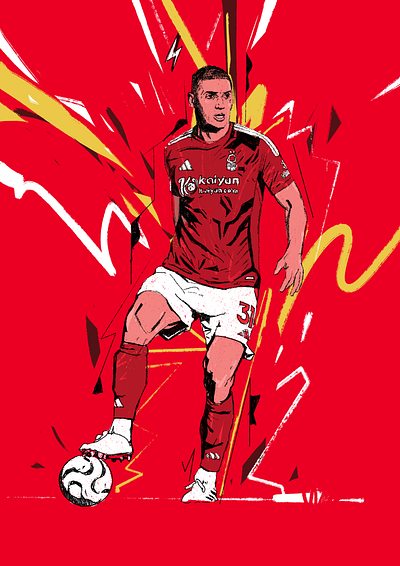 Nottingham Forest - Milenkovic character design football club football illustrated football illustration football player illustrated football illustrated soccer illustration illustrator nottingham forest people portrait portrait illustration procreate soccer soccer illustrated