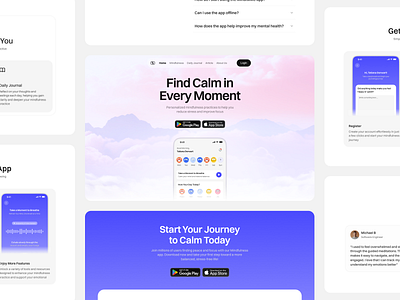 Mindfulme - AI-Driven Mental Health Landing Page design healthcare landing page meditation mental health mental health ai mental health landing page mental health web design mental health website mindfulness mood tracker psychologist theraphy ui web web design web page website