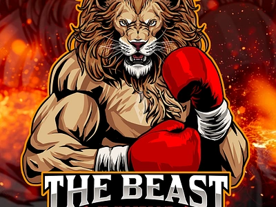 THE BEAST BOXING animal art boxer boxing branding design illustration lion logo mascot mascotillustration mascotlogo mma muaythai popart ufc wildlife