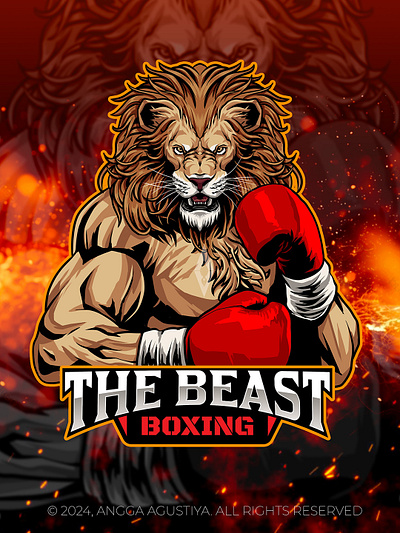 THE BEAST BOXING animal art boxer boxing branding design illustration lion logo mascot mascotillustration mascotlogo mma muaythai popart ufc wildlife