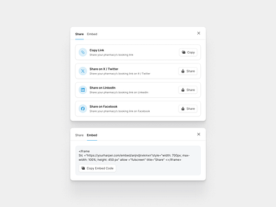 Share Popup embed popup share ui ux