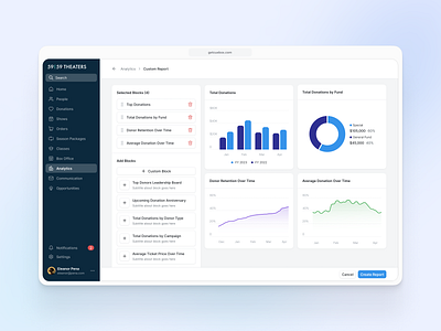 Create Report app bar chart dashboard pie reports ui ux