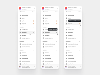 Sidebar app dashboard favourite hover left nav profile sidebar ui ux