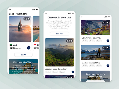 Travel Landing Page: Mobile Version adventure booking design flight booking hotel booking landing page mobile app modern product design responsive tour tourism travel travel agency travel mobile webstie travel website ui uiux website