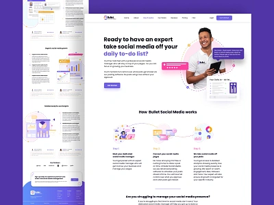 Bullet Social Media Website UIUX Design | Landing page Design branding bullet social media design dribbble engagement firqah firqah lab illustration landing page design logo social design social media social media landing page social media website social media website design ui uiux web design website design