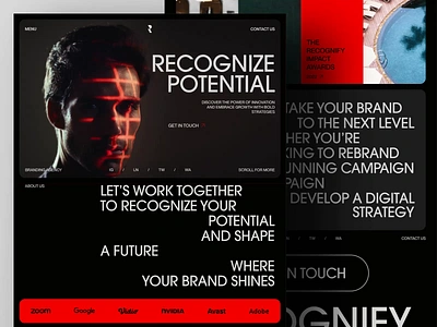 Recognify - Personal Branding Portfolio Landing Page Website brand branding design home page landing page modern personal branding portfolio portfolio website professional typography ui ux visual identity web web design website design