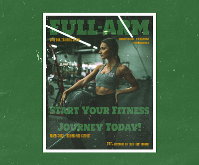 Gym poster arm design fitness girl graphic design gym sport ui web design