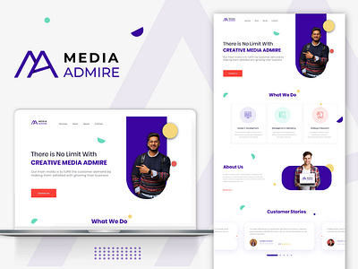 Media Admire Landing Page blue color branding figma illustration landing page media website ui uiux web design website website design