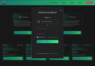 Login Screen Modal login login screen loginscreen modal ui uiux web design webdesign