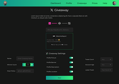 Giveaway Step design giveaway options ui uiux web design webdesign