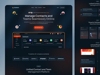 Saas Contract Management Landing Page agency ai app b2b clean company contract hr management md azbin islam modern saas saas design saas website service startup ui ux web web design