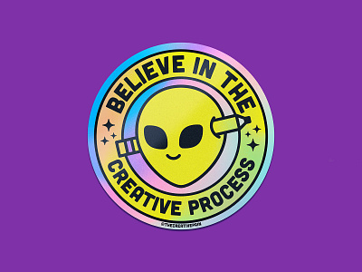 Believe in the creative alien badge branding illustration illustrator the creative pain vector