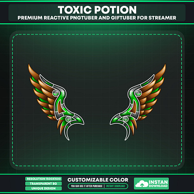 Vtuber Accessories Wings Green Potion - Vtuber Accessories magical wings