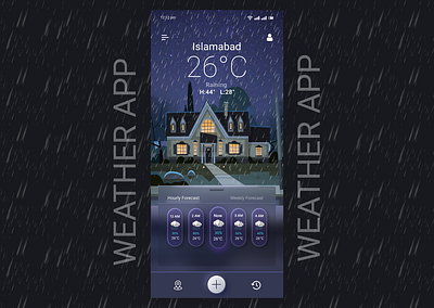 WEATHER APP UI DESIGN app clouds dailyui design dribble figma illustrations latest new night rain trend ui weather