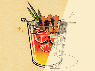 Cocktail outline branding cocktail drinks illustration illustrator the creative pain vector