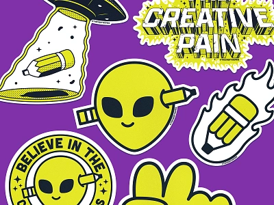 Far out... alien illustration illustrator pencil space stickers the creative pain vector