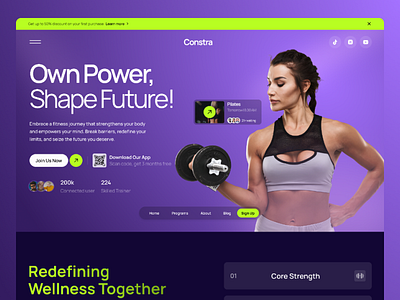 Own Your Power – Constra Pilates Landing Page creative web design design figma figma designer fitness website design landing page modern web design responsive design ui ui ux ui ux design user experience design web app design webdesign