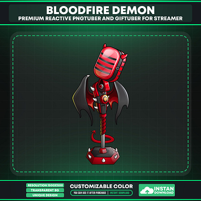 Vtuber Asset Microphone | Red Devil Microphone for Vtuber vtuber design