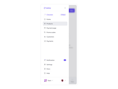 Mobile Drawer Menu light mode menu mobile nav purple responsive side sidebar ui uiux