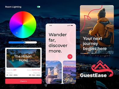 🌍 GuestEase - Redefining Travel Experiences! 🏨✈️ graphic design hotel app mockup travel travel app mockup ui ux