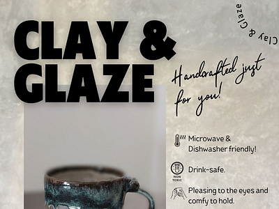 Handcrafted Clay Cups Poster ceramic cups clay cups design graphic design poster design promotional poster