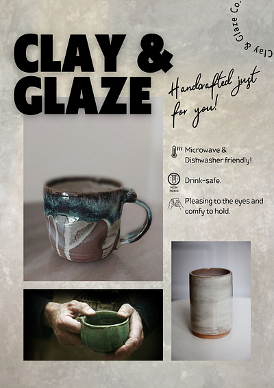 Handcrafted Clay Cups Poster ceramic cups clay cups design graphic design poster design promotional poster