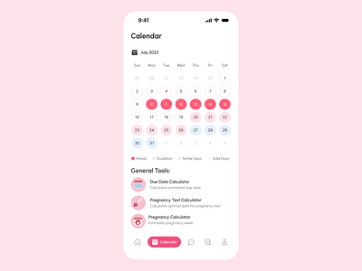 Periods calendar UI calendarapp cycletracker femalehealth fertilityapp healthapp healthtech menstrualhealth menstrualtracker minimaldesign periodapp periodcalendar periodtracker uiuxdesign userinterface wellnessapp womenhealth womenwellness