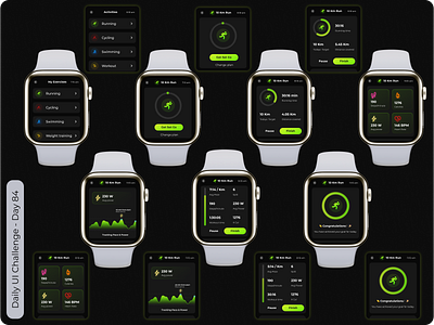 Daily UI Challenge #84 - Design a running app for a smart-watch daily ui challenge design hype 4 academy smart watch ui square.one ui ux ux design