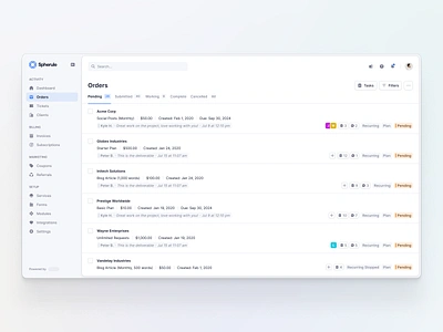 Minimal Pending Orders Table agency clean flat minimal minimalism product designer saas saas product shadcnui table tailwind tailwindcss ui ux and ui ux design ux ui