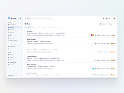 Minimal Pending Orders Table agency clean flat minimal minimalism product designer saas saas product shadcnui table tailwind tailwindcss ui ux and ui ux design ux ui