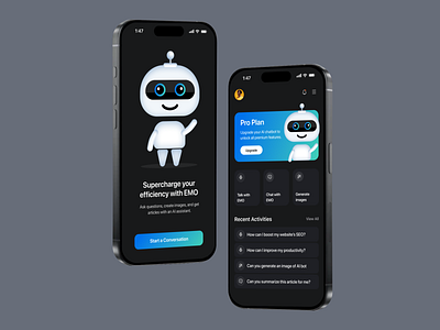 Chatbot - AI Chat Assistant App 3d ai ai assistant ai bot artificial intelligence bot chat chatbot chatbot ui chatgpt creative dark dashboard generate illustration minimal mobile robot ui ux