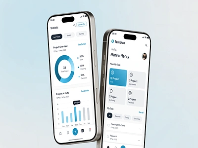 Taskplan - Task Manager Mobile App - Collage Version in Mockup app mobile app planner planning project detail project management project timeline schedule statistics task management task manager task plan template timeline ui ui kit ux working hours