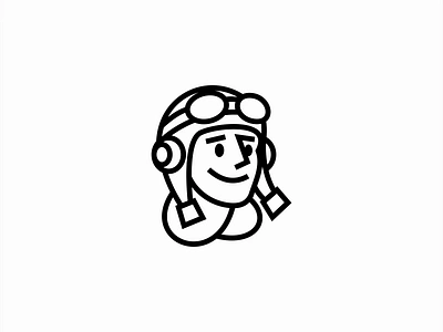 Friendly Cartoon Aviator Logo Design aviator branding cartoon design emblem friendly geometric icon identity illustration kids lines logo mark mascot pilot playful symbol travel vector