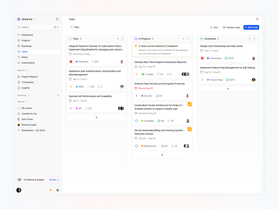 Task Management Dashboard ✅ ai app clean dashboard data kanban management minimal product product design project management projects reports saas task task management ui ui design