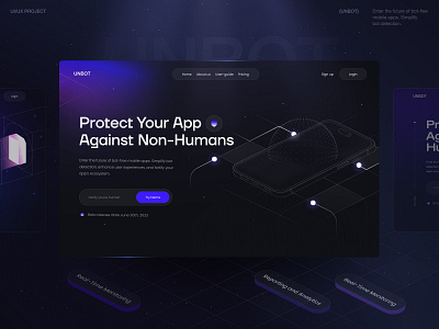 Unbot - Cybersecurity Landing Page cloud consulting cloud infrastructure cloud wepabb cyber cyber landing page cyber security cybersecurity cybersecurity website data analytics encryption landing page network security saas security security tool software development startup ui ux webdesign website