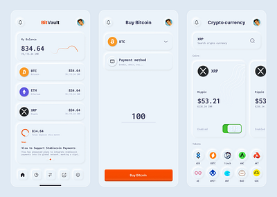 Bitvault : Crypto Wallet app crypto currency digital neumorphism soft ui wallet web3citadel