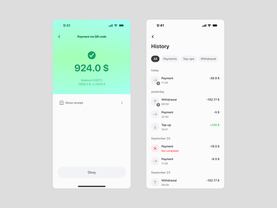 Payment | cherry.app history interface payment ui ux