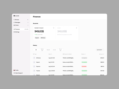 Finances dashboard | oox.club crypto dashboard interface ui ux wallet