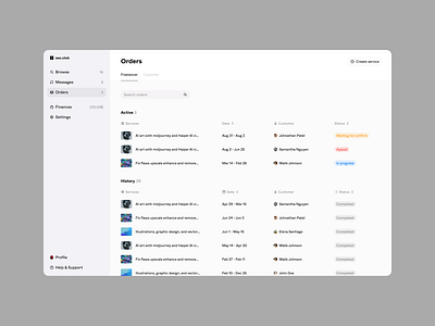 Orders dashboard | oox.club ai dashboard freelance interface orders ui ux