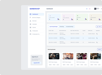 Barber Shop Dashboard UI admin dashboard barber shop dashboard booking business management clean interface data visualization minimal design product salon service trends ui ui design user experience ux design web app