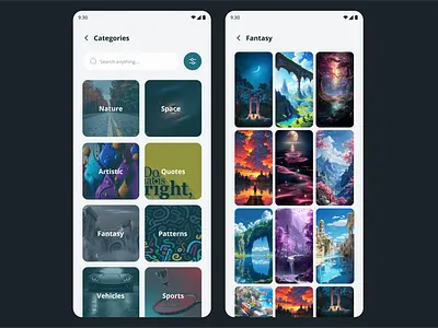 Wallpaper Categories Screen UI aestheticui appcategories appdesign categoryscreen cleandesign gridui interfacedesign lightmode minimalui mobileappui mobileui mobileux photoapp responsivedesign uiux userinterface uxdesign wallpaperapp wallpapercategories wallpaperdesign