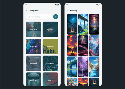 Wallpaper Categories Screen UI aestheticui appcategories appdesign categoryscreen cleandesign gridui interfacedesign lightmode minimalui mobileappui mobileui mobileux photoapp responsivedesign uiux userinterface uxdesign wallpaperapp wallpapercategories wallpaperdesign