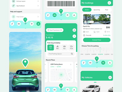 Car Parking Mobile App Design 🅿️📱 android app ui app dashboard app interface car park car parking app clean ui design inspiration figma design ios app design minimalist design mobile app design navigation app parking finder smart parking ui design user experience ux design