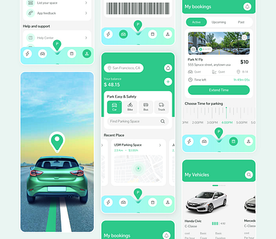 Car Parking Mobile App Design 🅿️📱 android app ui app dashboard app interface car park car parking app clean ui design inspiration figma design ios app design minimalist design mobile app design navigation app parking finder smart parking ui design user experience ux design