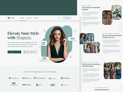 Eleganz: A Stylish Landing Page for Women’s Fashion clothingbrand ethicalfashion fashionlandingpage fashionwebsitedesign luxury fashion minimalistdesign modernfashion sustainablefashion typography uiuxdesign webdesign womenclothing